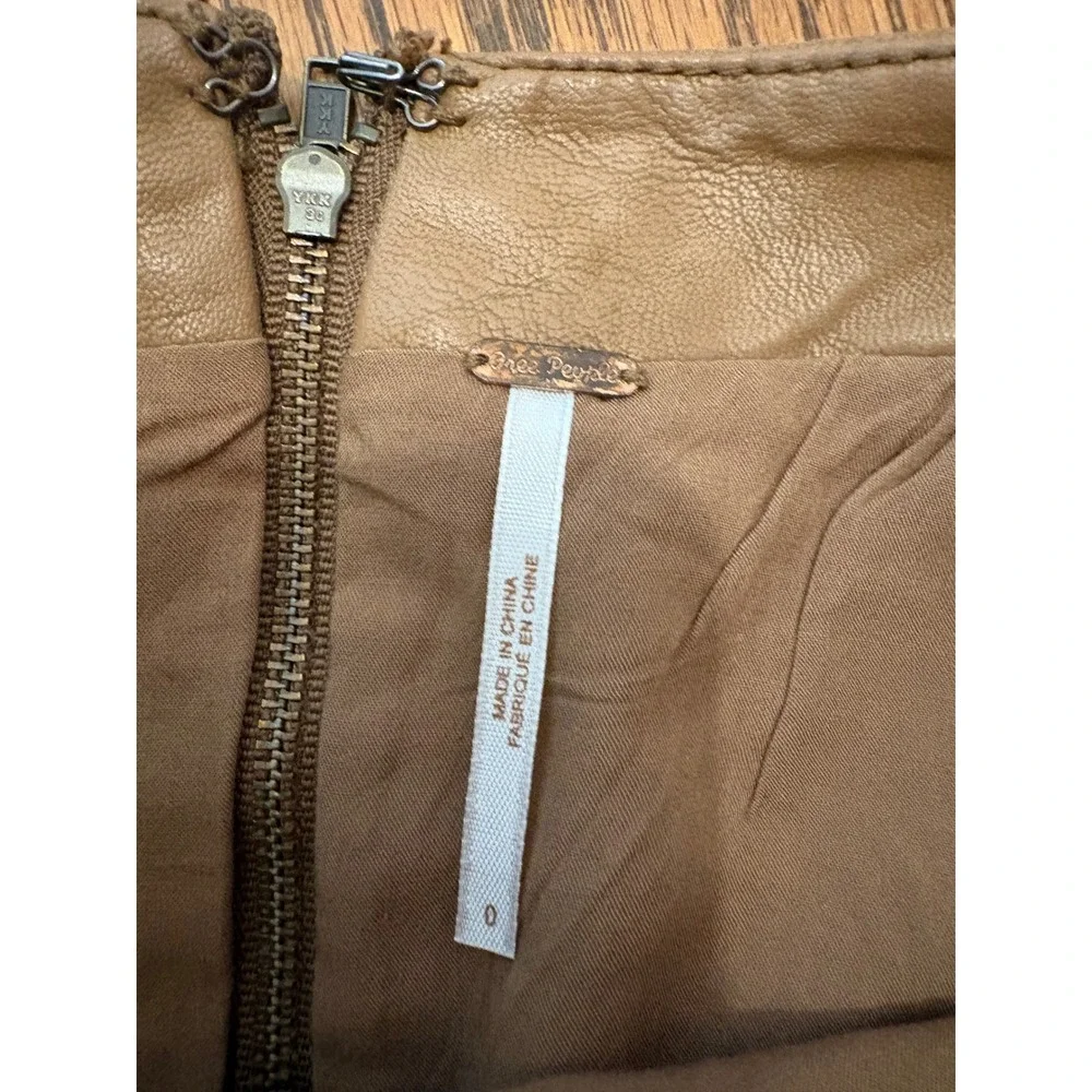 Free People Modern Femme Vegan Leather Mini Skirt Tan Brown Size 0